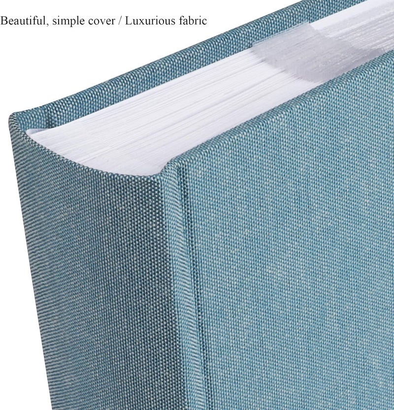 1DOT2 Photo Album with Writing Space 50 Pages 4x6 Photos Hold 200 or 5x7 Pictures Hold 100, Linen Cover Small Photo Book Albums with Memo for Anniversary Wedding Baby (Cyan Blue) - Image 3